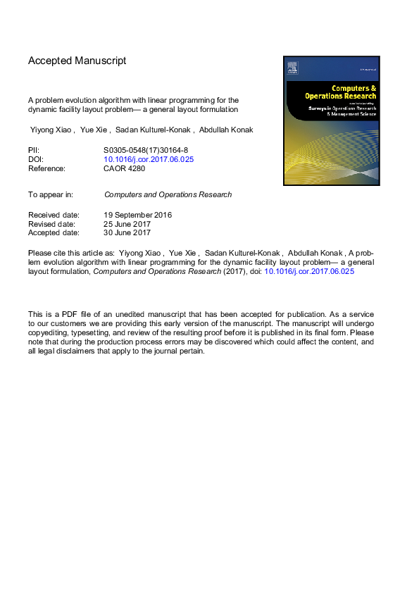 (PDF) A problem evolution algorithm with linear programming for the ...