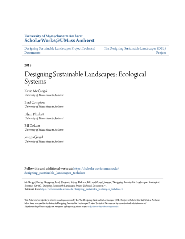 (PDF) Designing Sustainable Landscapes: Ecological Systems
