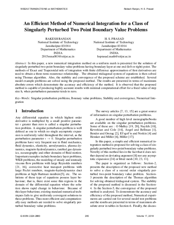 (PDF) An Efficient Method of Numerical Integration for a Class of ...