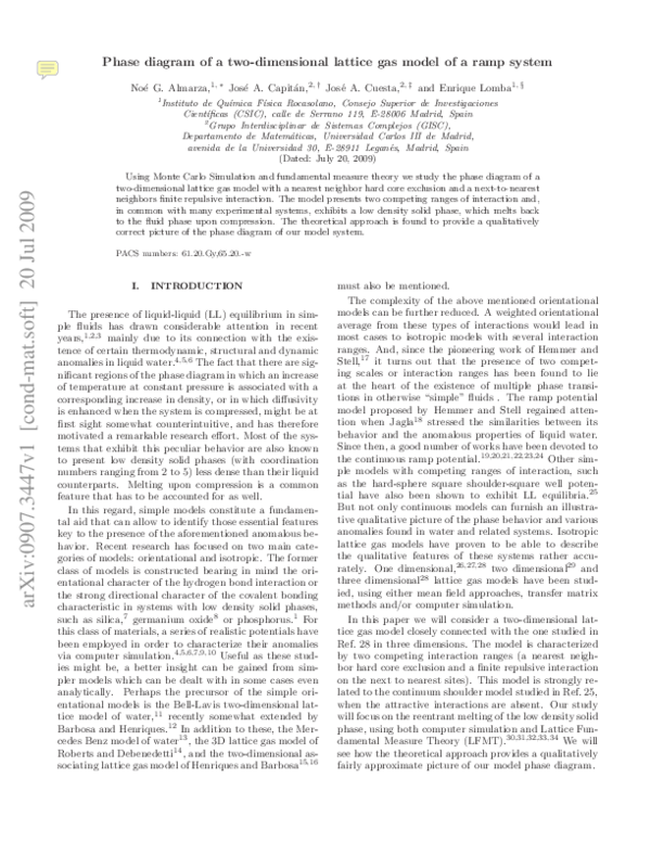 (PDF) Phase diagram of a two-dimensional lattice gas model of a ramp system