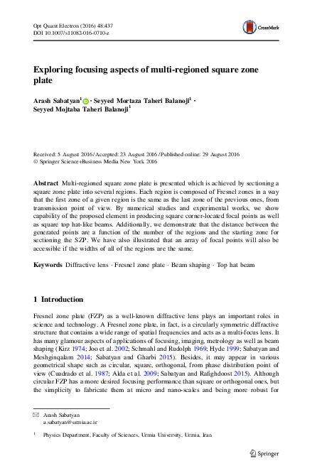 Exploring focusing aspects of multi-regioned square zone plate