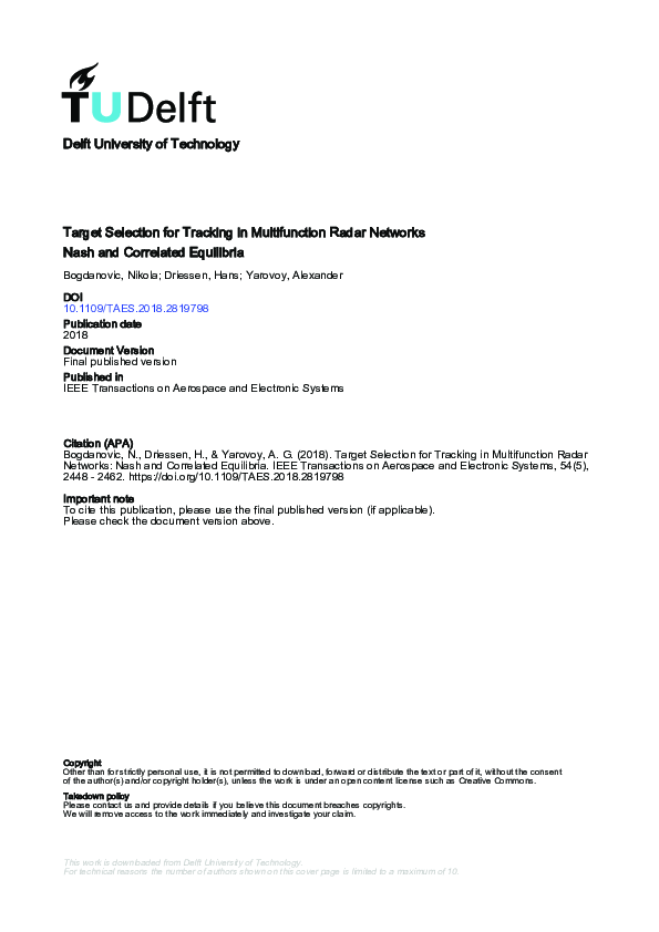 (PDF) Target Selection for Tracking in Multifunction Radar Networks ...