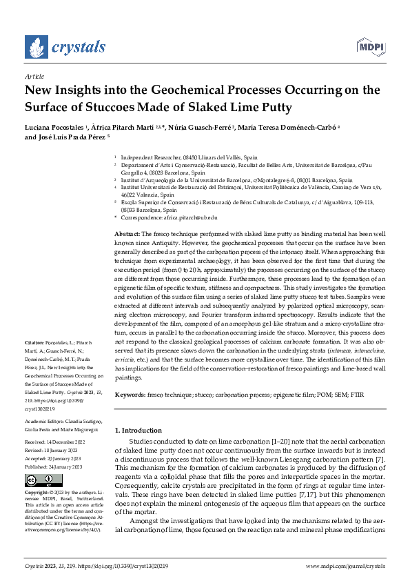 (PDF) New Insights into the Geochemical Processes Occurring on the ...