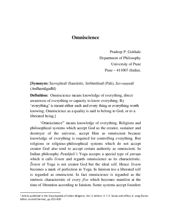 (PDF) Omniscience pradeep gokhale Academia.edu