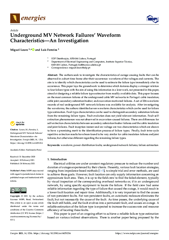 (PDF) Underground MV Network Failures’ Waveform Characteristics—An ...