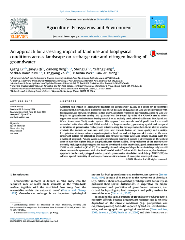 (PDF) An approach for assessing impact of land use and biophysical ...