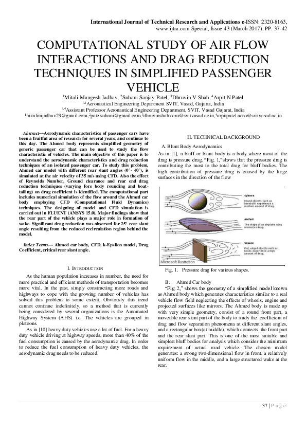 (PDF) Computational Study of Air Flow Interactions and Drag Reduction ...