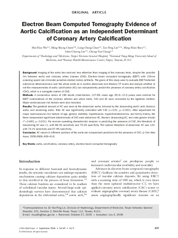 (PDF) Electron Beam Computed Tomography Evidence of Aortic ...