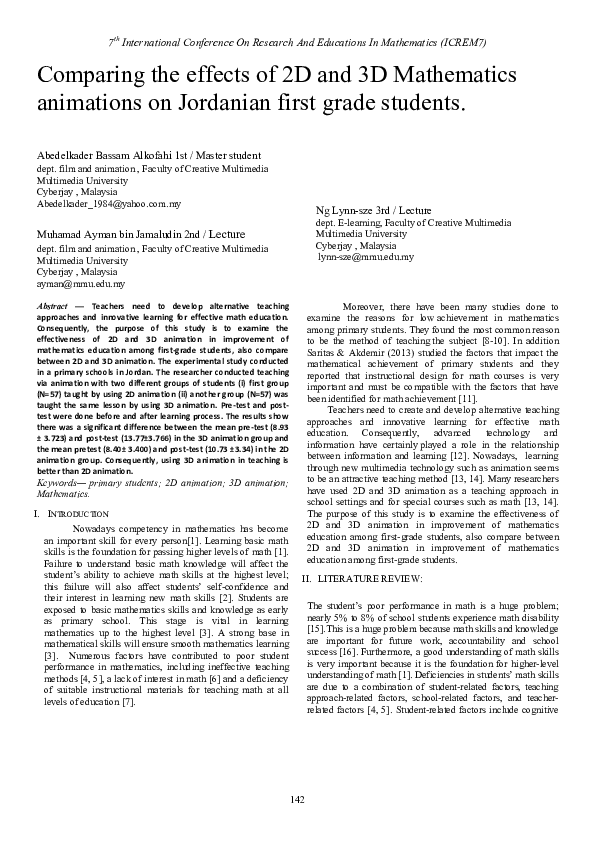 (PDF) Comparing the effects of 2D and 3D Mathematics animations on ...