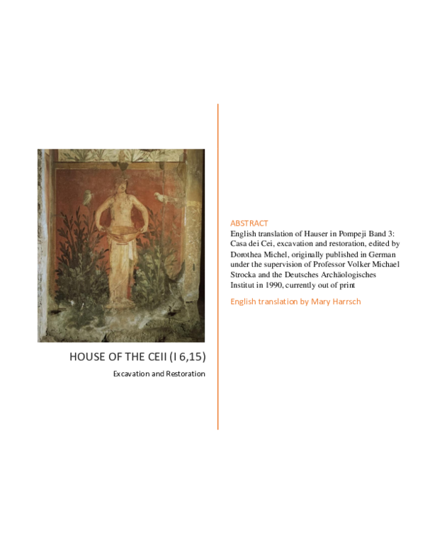 (PDF) House of the Ceii Excavation and Restoration