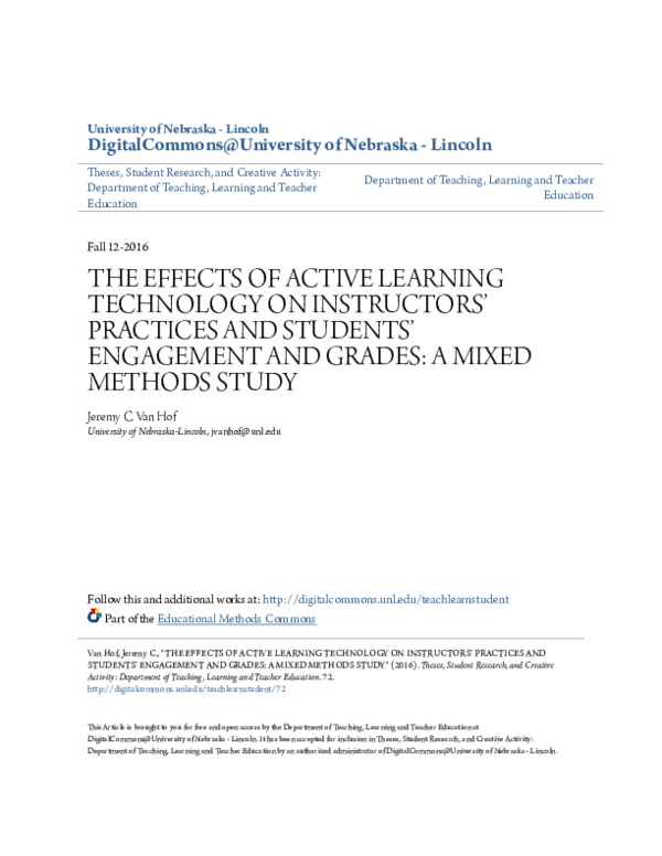 (PDF) The Effects of Active Learning Technology on Instructors ...