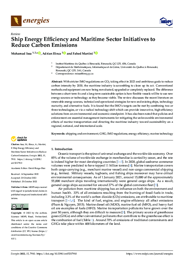 (PDF) Ship Energy Efficiency and Maritime Sector Initiatives to Reduce ...