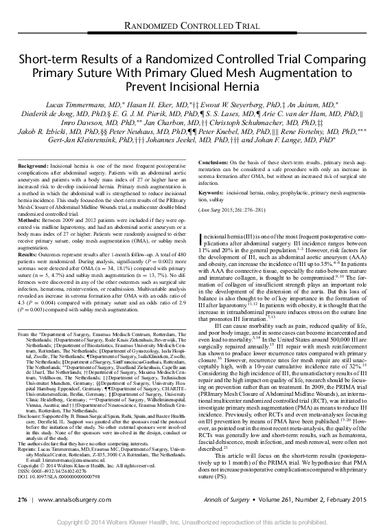 (PDF) Short-term Results of a Randomized Controlled Trial Comparing ...