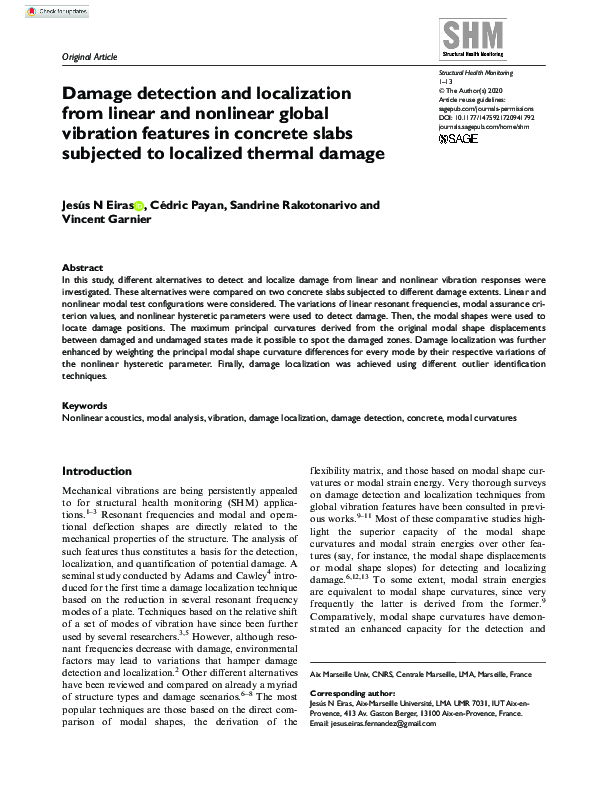 (PDF) Damage detection and localization from linear and nonlinear ...