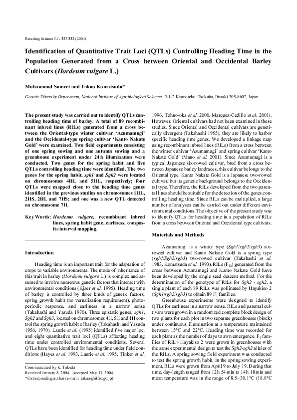 (PDF) Identification of Quantitative Trait Loci (QTLs) Controlling ...