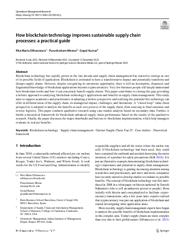(PDF) How blockchain technology improves sustainable supply chain ...