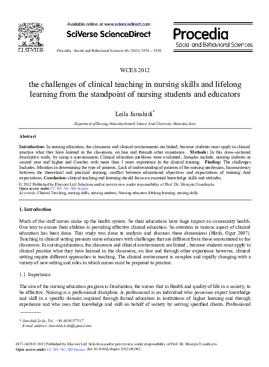 (PDF) The Challenges of Clinical Teaching in Nursing Skills and ...