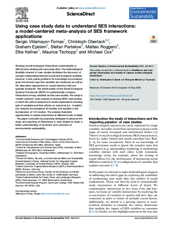 (PDF) Using case study data to understand SES interactions: a model ...
