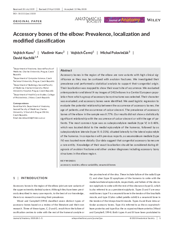 (PDF) Accessory bones of the elbow: Prevalence, localization and ...