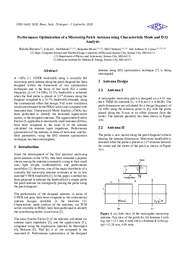 (PDF) Performance Optimization of a Microstrip Patch Antenna using ...