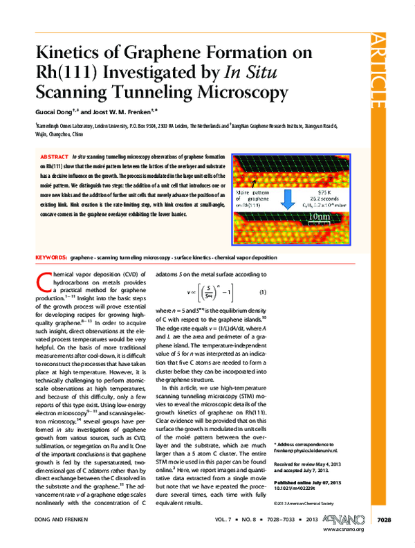 (PDF) Kinetics of Graphene Formation on Rh(111) Investigated by In Situ ...