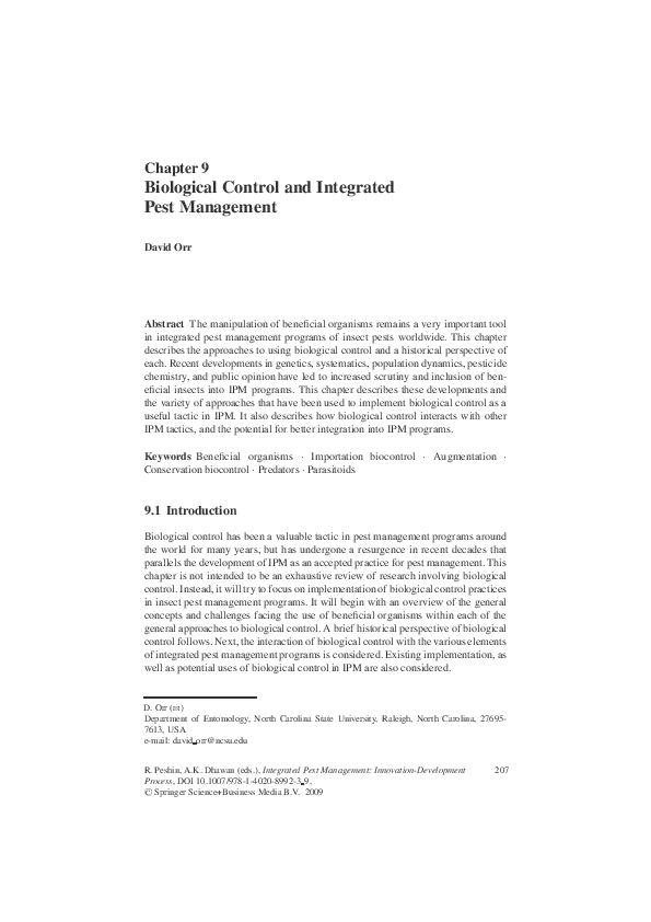 (PDF) Biological Control and Integrated Pest Management