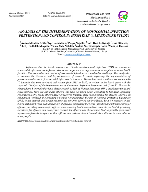 (PDF) Analysis of The Implementation of Nosocomial Infection Prevention ...