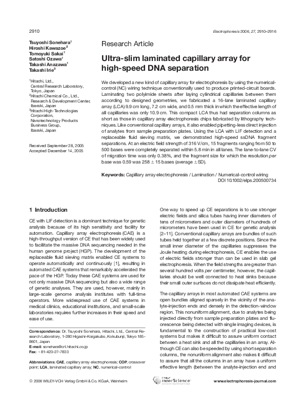 (PDF) Ultra-slim laminated capillary array for high-speed DNA separation