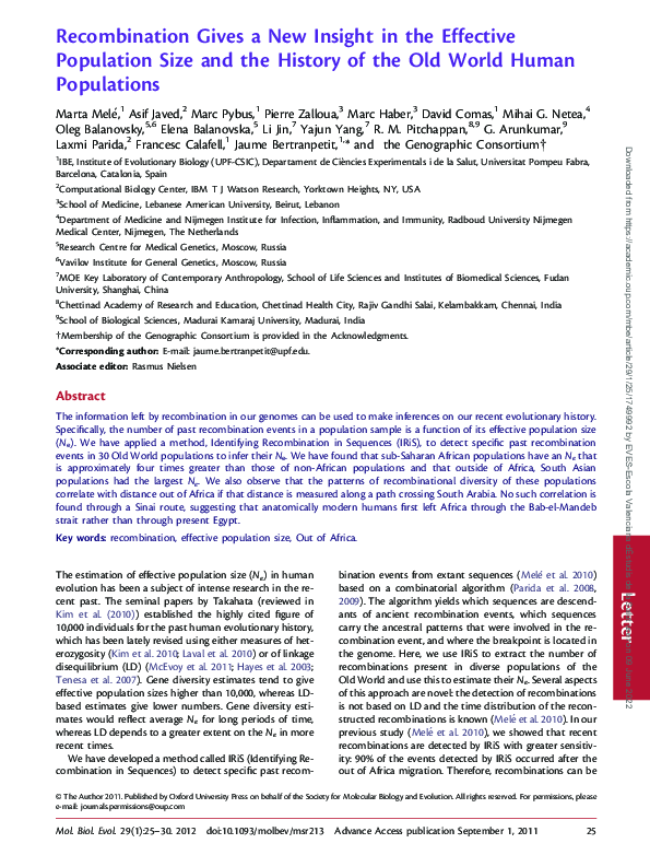 (PDF) Recombination Gives a New Insight in the Effective Population ...