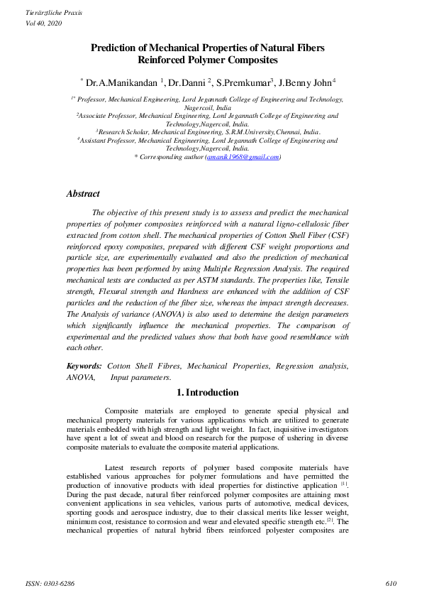 (PDF) Prediction of Mechanical Properties of Natural Fibers Reinforced ...
