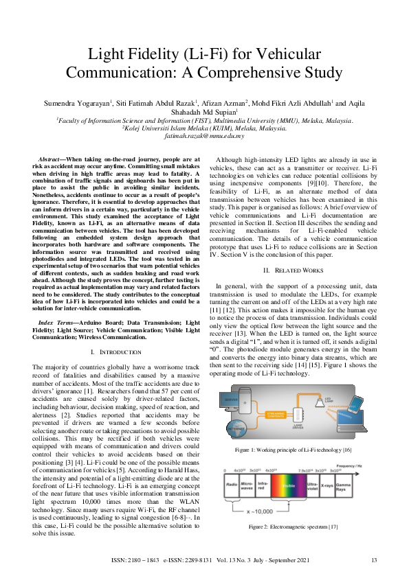 (PDF) Light Fidelity (Li-Fi) for Vehicular Communication: A ...