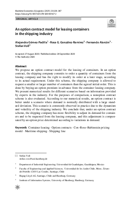 (PDF) An option contract model for leasing containers in the shipping ...