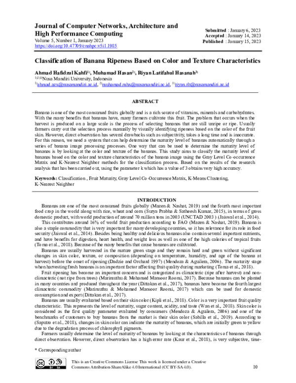 (PDF) Classification of Banana Ripeness Based on Color and Texture ...