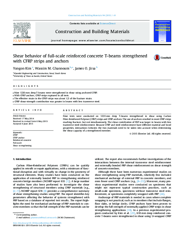 (PDF) Shear behavior of full-scale reinforced concrete T-beams ...