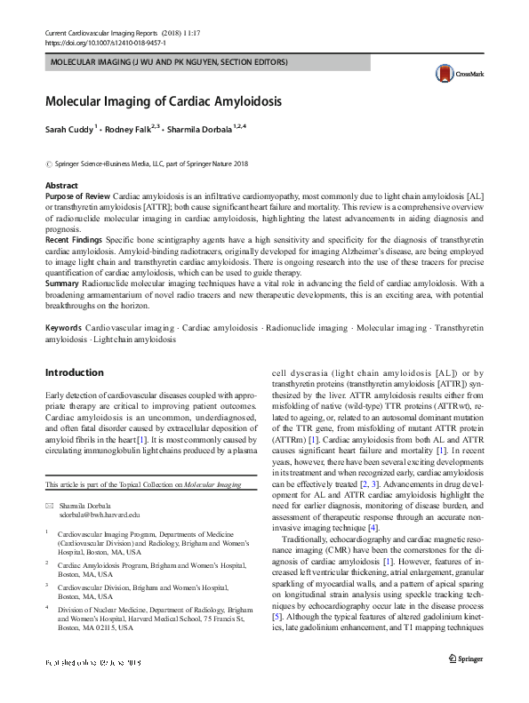 (PDF) Molecular Imaging of Cardiac Amyloidosis