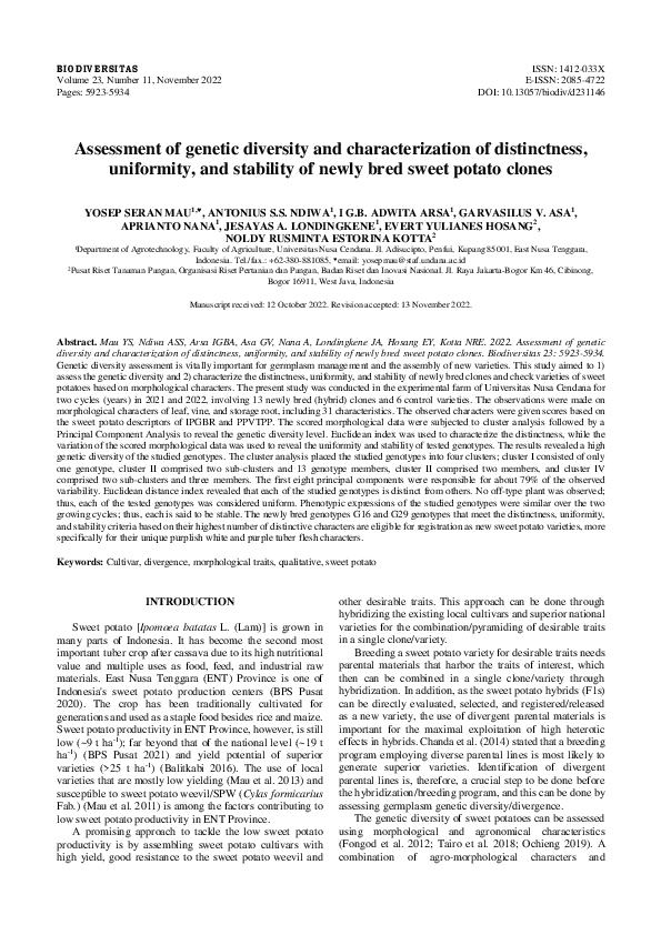 (PDF) Assessment of genetic diversity and characterization of ...