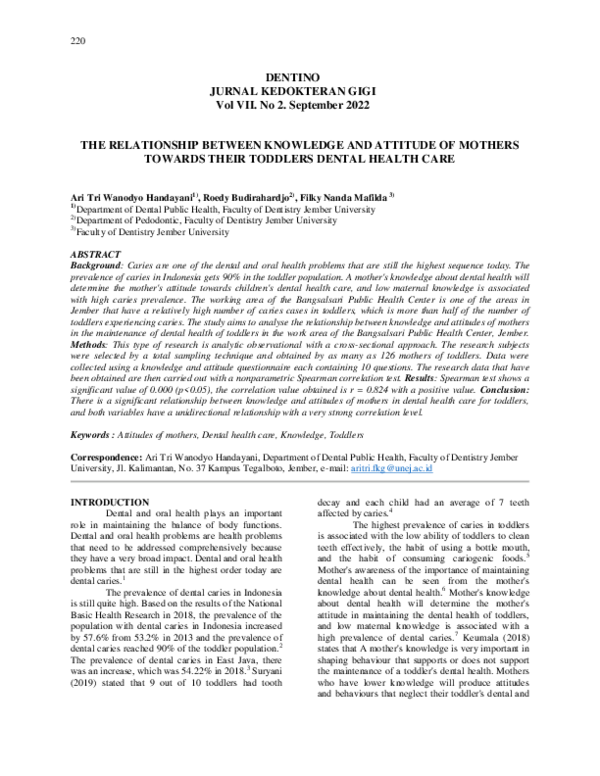 (PDF) The Relationship Between Knowledge and Attitude of Mothers ...