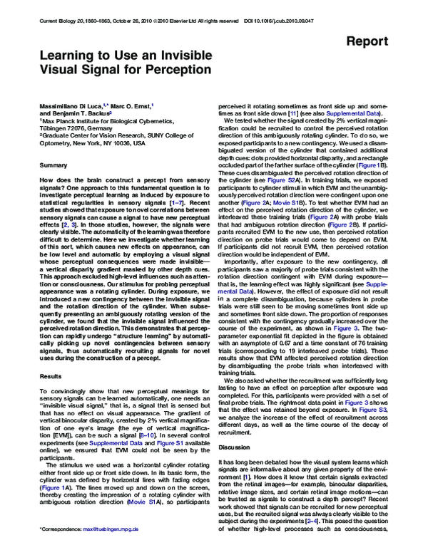 (PDF) Learning to Use an Invisible Visual Signal for Perception