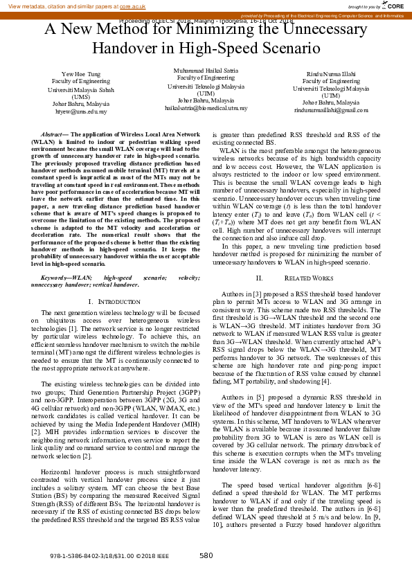 (PDF) A New Method for Minimizing the Unnecessary Handover in High ...