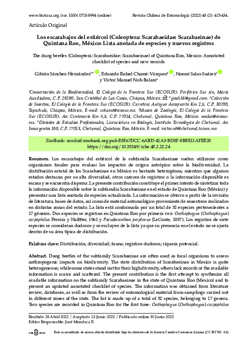 (PDF) Los escarabajos del estiércol (Coleoptera: Scarabaeidae