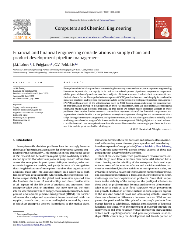 (PDF) Financial and financial engineering considerations in supply ...