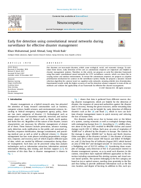(PDF) Early fire detection using convolutional neural networks during ...