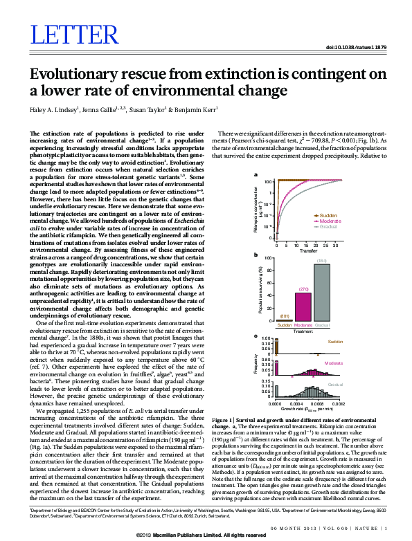 (PDF) Evolutionary rescue from extinction is contingent on a lower rate ...