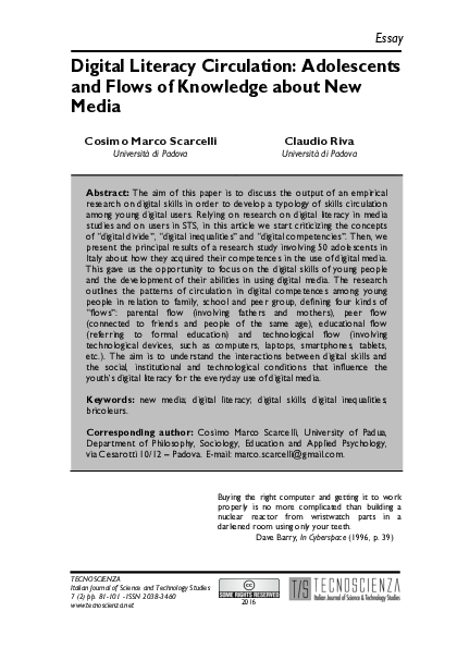 (PDF) Digital Literacy Circulation: Adolescents and Flows of Knowledge ...