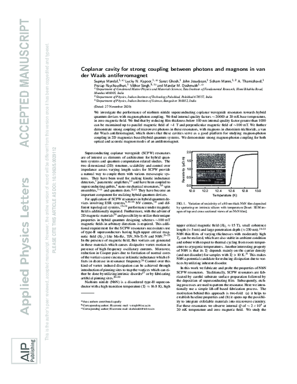 (PDF) Coplanar cavity for strong coupling between photons and magnons ...