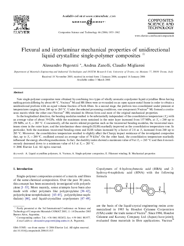 (PDF) Flexural and interlaminar mechanical properties of unidirectional ...