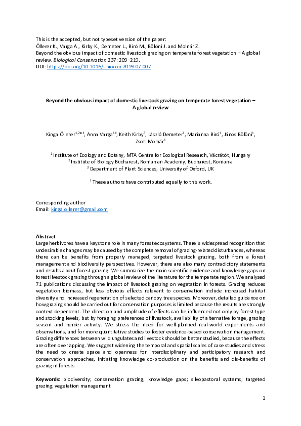 (PDF) Impact of Livestock Grazing on the Vegetation and Wild Ungulates ...