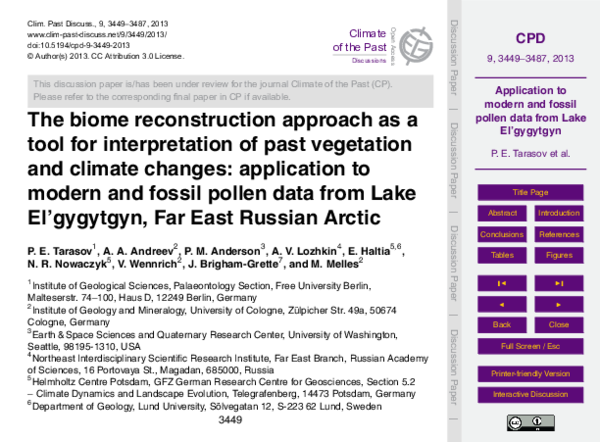 (PDF) The biome reconstruction approach as a tool for interpretation of ...