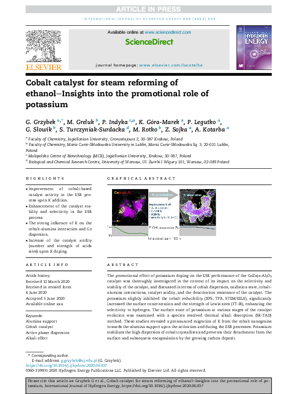 (PDF) Cobalt catalyst for steam reforming of ethanol–Insights into the ...