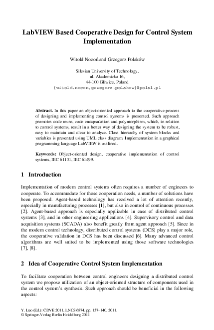 (PDF) LabVIEW Based Cooperative Design for Control System Implementation